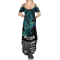 New Zealand Sulphur-crested Cockatoo Family Matching Summer Maxi Dress and Hawaiian Shirt Aotearoa Maori Mix Paua Shell LT14 - Polynesian Pride