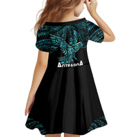 New Zealand Sulphur-crested Cockatoo Kid Short Sleeve Dress Aotearoa Maori Mix Paua Shell LT14 - Polynesian Pride
