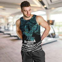 New Zealand Sulphur-crested Cockatoo Men Tank Top Aotearoa Maori Mix Paua Shell LT14 Turquoise - Polynesian Pride