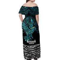 New Zealand Sulphur-crested Cockatoo Off Shoulder Maxi Dress Aotearoa Maori Mix Paua Shell LT14 - Polynesian Pride