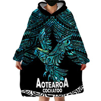 New Zealand Sulphur-crested Cockatoo Wearable Blanket Hoodie Aotearoa Maori Mix Paua Shell LT14 - Polynesian Pride