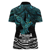 New Zealand Sulphur-crested Cockatoo Women Polo Shirt Aotearoa Maori Mix Paua Shell LT14 - Polynesian Pride