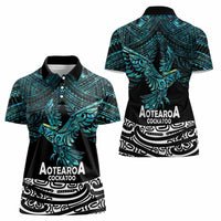New Zealand Sulphur-crested Cockatoo Women Polo Shirt Aotearoa Maori Mix Paua Shell LT14 - Polynesian Pride