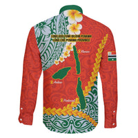 Penama Province Family Matching Off The Shoulder Long Sleeve Dress and Hawaiian Shirt Vanuatu Map - Plumeria Flag Color LT14 - Polynesian Pride