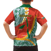 Penama Province Family Matching Summer Maxi Dress and Hawaiian Shirt Vanuatu Map - Plumeria Flag Color LT14 - Polynesian Pride