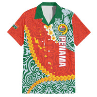 Penama Province Family Matching Summer Maxi Dress and Hawaiian Shirt Vanuatu Map - Plumeria Flag Color LT14 Dad's Shirt - Short Sleeve Red - Polynesian Pride