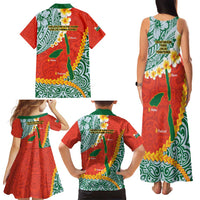 Penama Province Family Matching Tank Maxi Dress and Hawaiian Shirt Vanuatu Map - Plumeria Flag Color LT14 - Polynesian Pride