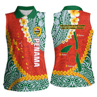 Penama Province Women Sleeveless Polo Shirt Vanuatu Map - Plumeria Flag Color LT14 - Polynesian Pride