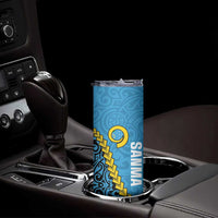 Sanma Province Skinny Tumbler Vanuatu Pattern Myna Bird With Plumeria Flag Color LT14 - Polynesian Pride