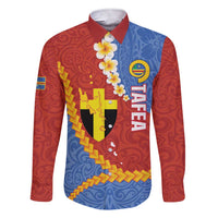 Tafea Province Family Matching Short Sleeve Bodycon Dress and Hawaiian Shirt Vanuatu Pattern Map - Plumeria Flag Color LT14 Dad's Shirt - Long Sleeve Red - Polynesian Pride