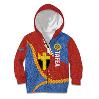Tafea Province Kid Hoodie Vanuatu Pattern Map - Plumeria Flag Color
