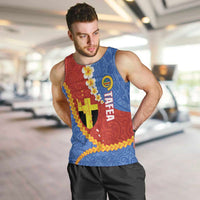 Tafea Province Men Tank Top Vanuatu Pattern Map - Plumeria Flag Color