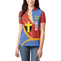 Tafea Province Women Polo Shirt Vanuatu Pattern Map - Plumeria Flag Color