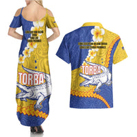 Torba Province Couples Matching Summer Maxi Dress and Hawaiian Shirt Vanuatu Pattern Crocodile - Plumeria Flag Color LT14 - Polynesian Pride