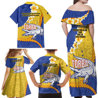 Torba Province Family Matching Off Shoulder Maxi Dress and Hawaiian Shirt Vanuatu Pattern Crocodile - Plumeria Flag Color LT14 - Polynesian Pride