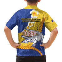 Torba Province Family Matching Off Shoulder Short Dress and Hawaiian Shirt Vanuatu Pattern Crocodile - Plumeria Flag Color LT14 - Polynesian Pride