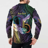 Personalized Polynesian Memorial Button Sweatshirt Dragonflies Appear When Angels Are Near