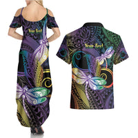 Personalized Polynesian Memorial Couples Matching Summer Maxi Dress and Hawaiian Shirt Dragonflies Appear When Angels Are Near LT14 - Polynesian Pride