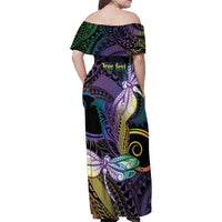 Personalized Polynesian Memorial Family Matching Off Shoulder Maxi Dress and Hawaiian Shirt Dragonflies Appear When Angels Are Near LT14 - Polynesian Pride
