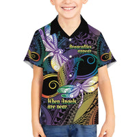 Personalized Polynesian Memorial Family Matching Off Shoulder Maxi Dress and Hawaiian Shirt Dragonflies Appear When Angels Are Near LT14 Son's Shirt Colorful - Polynesian Pride