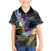 Personalized Polynesian Memorial Family Matching Short Sleeve Bodycon Dress and Hawaiian Shirt Dragonflies Appear When Angels Are Near LT14 Son's Shirt Colorful - Polynesian Pride