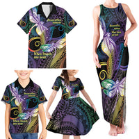 Personalized Polynesian Memorial Family Matching Tank Maxi Dress and Hawaiian Shirt Dragonflies Appear When Angels Are Near LT14 - Polynesian Pride