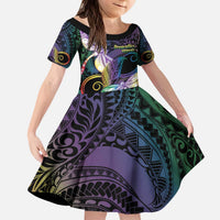 Personalized Polynesian Memorial Kid Short Sleeve Dress Dragonflies Appear When Angels Are Near