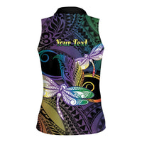 Personalized Polynesian Memorial Women Sleeveless Polo Shirt Dragonflies Appear When Angels Are Near LT14 - Polynesian Pride