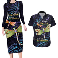 As Long As I Breathe You'll Be Remembered Couples Matching Long Sleeve Bodycon Dress and Hawaiian Shirt Dragonflies Memorial - Polynesian Pattern LT14 Black - Polynesian Pride