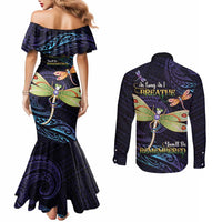As Long As I Breathe You'll Be Remembered Couples Matching Mermaid Dress and Long Sleeve Button Shirt Dragonflies Memorial - Polynesian Pattern LT14 - Polynesian Pride