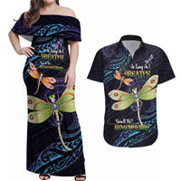 As Long As I Breathe You'll Be Remembered Couples Matching Off Shoulder Maxi Dress and Hawaiian Shirt Dragonflies Memorial - Polynesian Pattern LT14 Black - Polynesian Pride