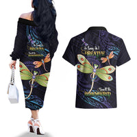 As Long As I Breathe You'll Be Remembered Couples Matching Off The Shoulder Long Sleeve Dress and Hawaiian Shirt Dragonflies Memorial - Polynesian Pattern LT14 - Polynesian Pride