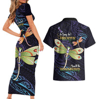 As Long As I Breathe You'll Be Remembered Couples Matching Short Sleeve Bodycon Dress and Hawaiian Shirt Dragonflies Memorial - Polynesian Pattern LT14 - Polynesian Pride