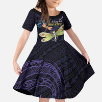 As Long As I Breathe You'll Be Remembered Family Matching Long Sleeve Bodycon Dress and Hawaiian Shirt Dragonflies Memorial - Polynesian Pattern LT14 Daughter's Dress Black - Polynesian Pride