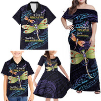 As Long As I Breathe You'll Be Remembered Family Matching Off Shoulder Maxi Dress and Hawaiian Shirt Dragonflies Memorial - Polynesian Pattern LT14 - Polynesian Pride