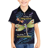 As Long As I Breathe You'll Be Remembered Family Matching Short Sleeve Bodycon Dress and Hawaiian Shirt Dragonflies Memorial - Polynesian Pattern LT14 Son's Shirt Black - Polynesian Pride