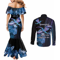 Polynesian Memorial Couples Matching Mermaid Dress and Long Sleeve Button Shirt Hummingbirds Appear When Angels Are Near LT14 - Polynesian Pride