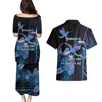 Polynesian Memorial Couples Matching Puletasi and Hawaiian Shirt Hummingbirds Appear When Angels Are Near LT14 - Polynesian Pride