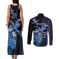 Polynesian Memorial Couples Matching Tank Maxi Dress and Long Sleeve Button Shirt Hummingbirds Appear When Angels Are Near LT14 - Polynesian Pride