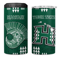 Hawaii Football 4 in 1 Can Cooler Tumbler Kakau Rainbow Warriors Helmet LT14 One Size: 16 oz Green - Polynesian Pride