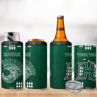 Hawaii Football 4 in 1 Can Cooler Tumbler Kakau Rainbow Warriors Helmet LT14 - Polynesian Pride