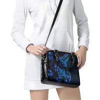 Blue Polynesia Shark Tattoo Shoulder Handbag With Polynesian Plumeria LT14 - Polynesian Pride