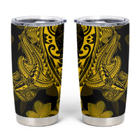 Gold Polynesia Shark Tattoo Tumbler Cup With Polynesian Plumeria