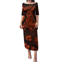 Red Polynesia Family Matching Puletasi Dress and Hawaiian Shirt Shark Tattoo With Polynesian Plumeria LT14 Mom's Dress Red - Polynesian Pride