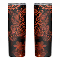 Red Polynesia Skinny Tumbler Shark Tattoo With Polynesian Plumeria