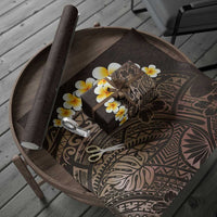 Brown Polynesia Wrapping Paper Plumeria Tropical Leaves With Galaxy Polynesian Art
