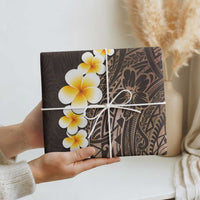 Brown Polynesia Wrapping Paper Plumeria Tropical Leaves With Galaxy Polynesian Art