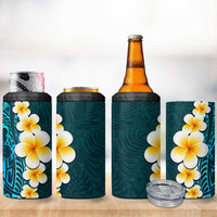 Turquosie Polynesia 4 in 1 Can Cooler Tumbler Plumeria Tropical Leaves With Galaxy Polynesian Art LT14 - Polynesian Pride