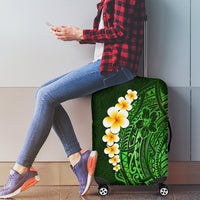 Green Polynesia Luggage Cover Plumeria Tropical Leaves With Galaxy Polynesian Art LT14 - Polynesian Pride