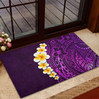 Purple Tropical Plumeria With Galaxy Polynesian Art Rubber Doormat LT14 - Polynesian Pride